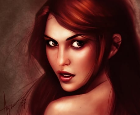 Redhead Girl - beauty, redhead, female, girl, eye, red hair, fantasy, cg, face, pretty