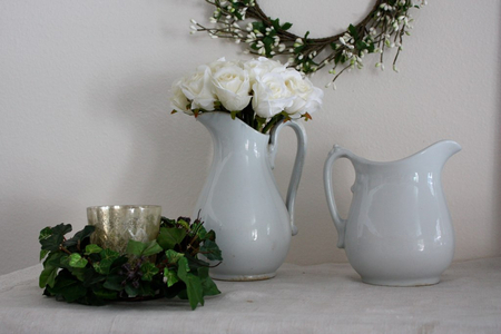 Study in White - flowers, white, still life, roses