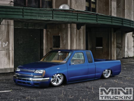 Diamond In The Rough - truck, low, blue, nissan