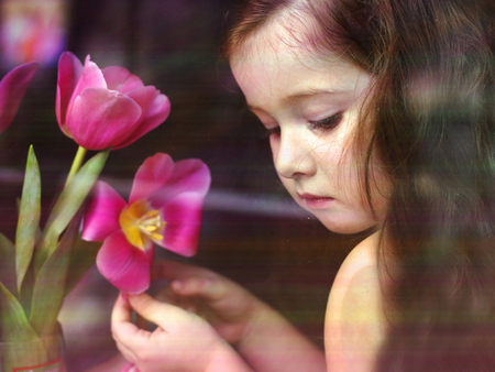 Little princess and tulips - tulips, cute, photography, sweet, love, adorable, girl, princess