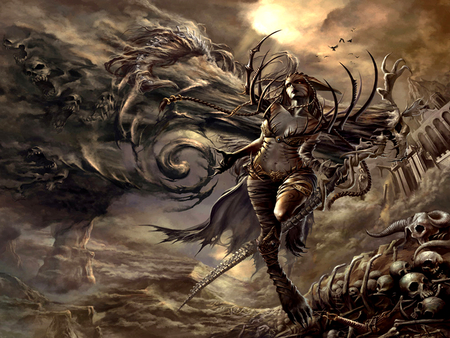 The women Warrior - women, hd, witch, sky, warrior