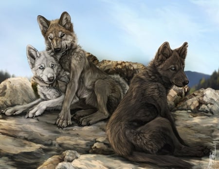 the pups relaxing - pups, werewolves, wolf, wolves