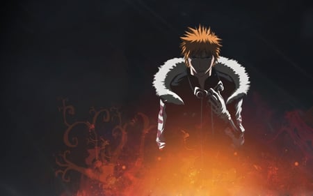 Ichigo Kurosaki - male, vector, bleach, ichigo kurosaki, anime, fire