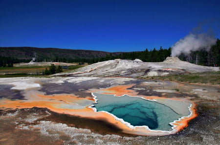 Heart_Spring_and_Lion_Geyser_in_Yellowstone - nature, sky, landscape, heart, water, geyser