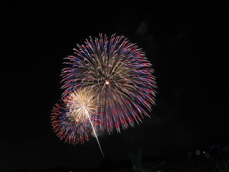 Fireworks - white, red, photography, blue, night, fireworks