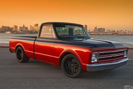 Classic Chevy C-10 - red, bowtie, black, gm