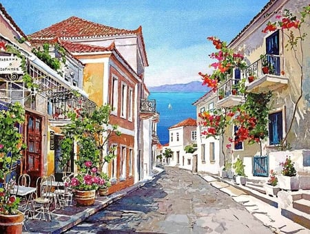 Pantelis Zografos. Greece in watercolors - Galaxithi - watercolors, painting, art, street