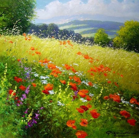 Gerhard Neswadba - nature, painting, art, field, gerhard neswadba, flower