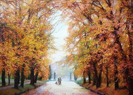 I. Gulak. Alley (the alley as without something) - path, i gulak, tree, painting, autumn, art