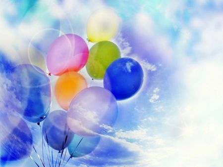 Floating To Heaven - sky, balloons, abstract, clouds, colorful, colors, other