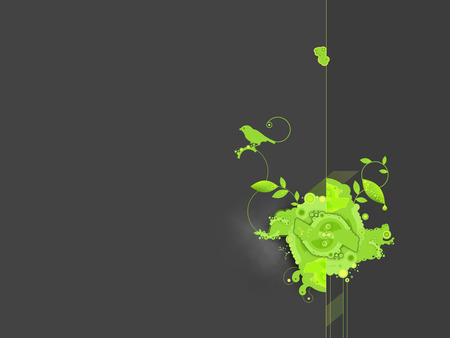 Green Organic - flowers, roses, birds, green, backgrounds, fractals, leaves