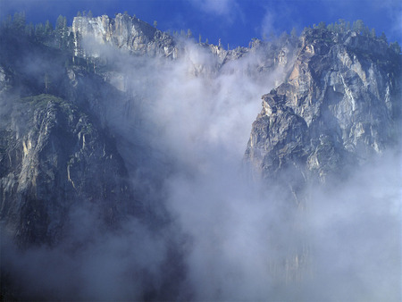 Cliff n clouds - cliff, mountain, clouds