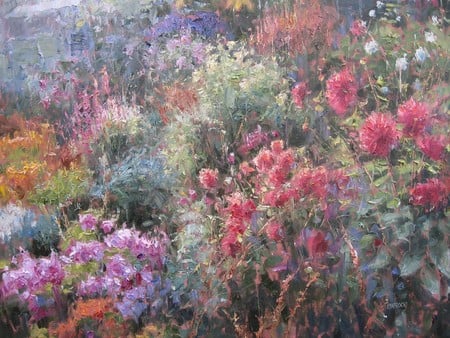 Spring Flower Field - painting, abstract, multi colored, field, flowers, garden, other