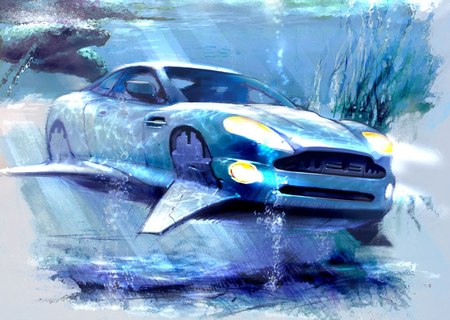 Underwater version of a Aston Martin - bond aston martin, submerged car, aston martin, underwater car, james bond