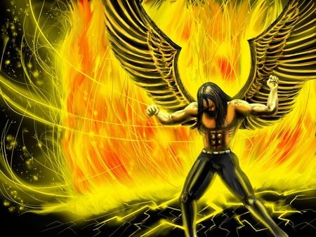 the power - destruction, fire, wings, devil, power