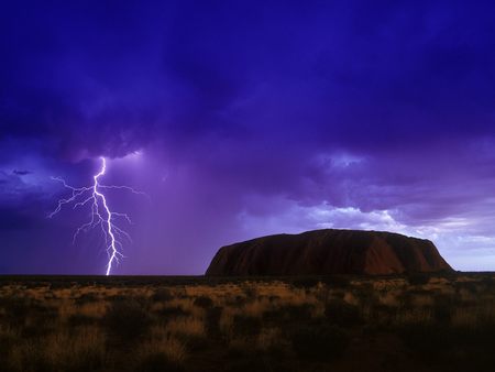 Australian Storm WDS - sky, sandstone, natural icon, photography, parks, storms, art, clouds, rock, deserts, grass, landscapes, northern, national parks, uluru national park, nature, abstract, uluru, stormy weather, beautiful, australia, digital, lightning, territory