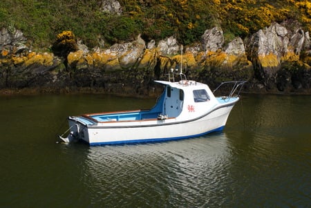 lone boat - water, reflection, sea, boat