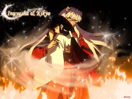 inuyasha and kikiyo love - pretty, terrific, anime, amazing, cute, nice, lovely, sweet