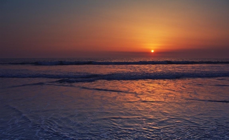 calm sunset - lonely, sunset, beautiful view, beach