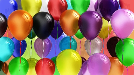 Burst of Colors - yellow, blue, colors, pink, black, purple, red, green, balloons