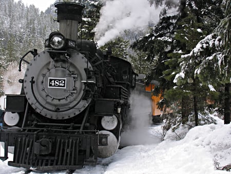 steam train - train, vehicle, snow, photography, winter