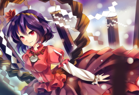 Touhou - red eyes, cute, girl, purple  hair