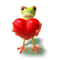 Frog with a red heart