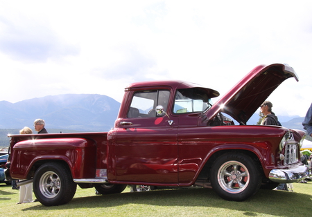 GMC Truck at the Radium Hot Springs car show 96 - truck, GMC, silver, red, green, photography