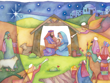 Jesus's birth - christ, jesus, religion, holiday, stable, christmas