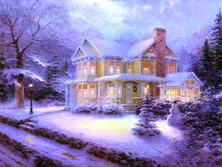 Victorian Christmas - victorian, snow, winter, house, christmas