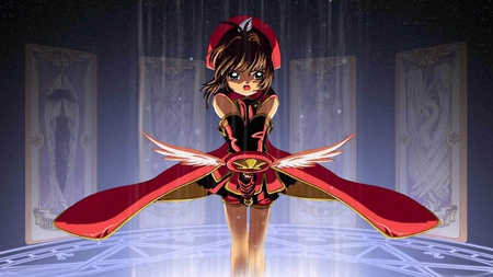 Cardcaptor Sakura - girl, sakura, magic, cards, staff