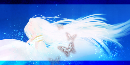 Irisviel Von Einzbern - girl, fate zero, long hair, anime girl, fate stay night, irisviel von einzbern, butterfly, yuuki sara, anime