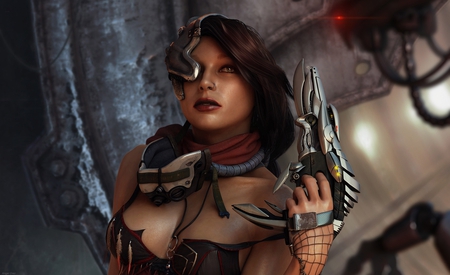 Hakara - woman, gun, sexy, hot, girl, female, angel diaz, fantasy, cg, hd, art, digital art, action, weapon