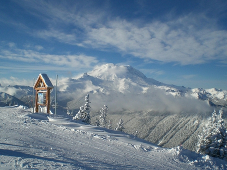 Let's Go Skiing - sky, mountain, snow, clouds