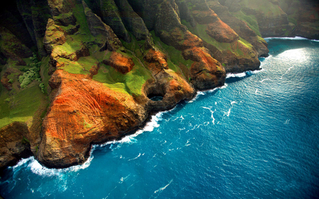 Blue,blue ocean - water, nature, blue, amazing, view, landscape, ocean, rocks