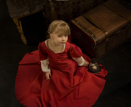 Little princess in red dress