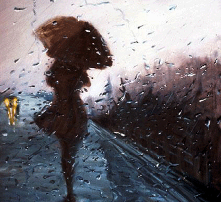 A rainy day - woman, rainy day, glass, beautiful