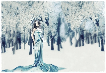 Blue Angel - winter, woman, angel, blue