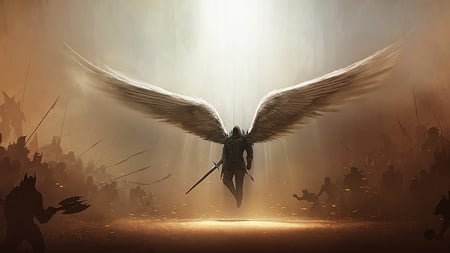 warrior angel - angel, battle, dark, warrior, ha, evil, demon