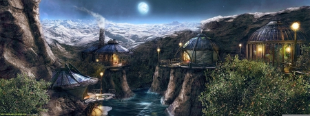 Myst 4 Revelation - myst 4 revelation, video game, revelation, fantasy, heaven, world, dual screen, myst, art, digital art, scenery