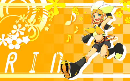 Rin Kagamine - anime, music, yellow, vocaloid