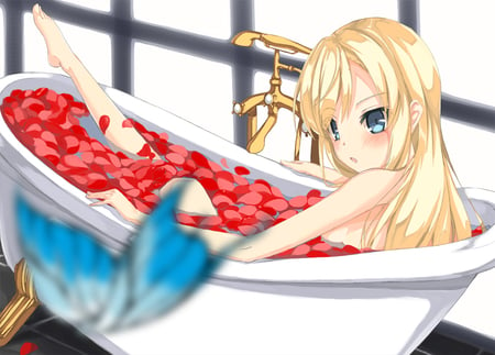 Kashiwazaki Sena - sexy, butterfly, girl, bath, blue eyes, anime