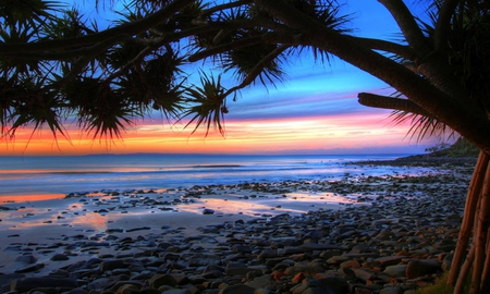 sunset #2 - rocks, water, trees, park, blue