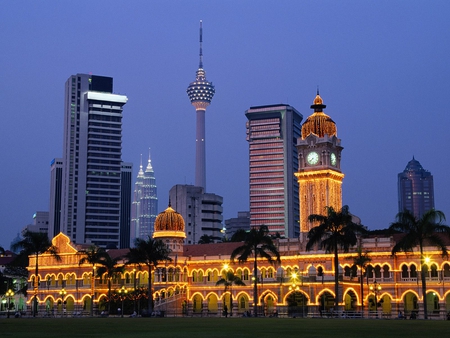 Kuala Lumpur at Night - city, night, skyscraper, lights