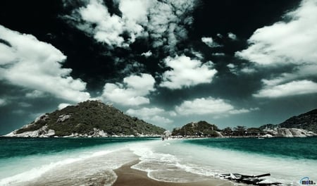 Sandspit - nature, sky, beach, mountain, clouds, sand