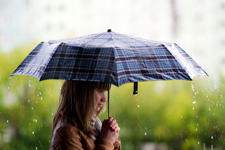 Rainy day - autumn, girl, rain, photography, nature, fall, umbrella, lovely face, rain drops