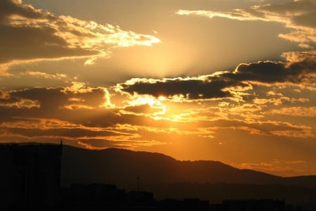 Beautiful Sky - clouds, town, beautiful, photography, photo, mountain, sunset, nature, sun, sky, bulgaria