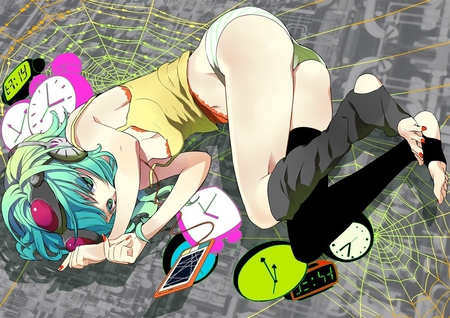 vocaloid - vocaloid, anime, green, gumi, watch