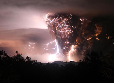 Powerful Nature - clouds, nature, volcano, lightning