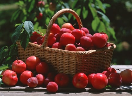 Summer in a basket - basket, still life, photography, fruit